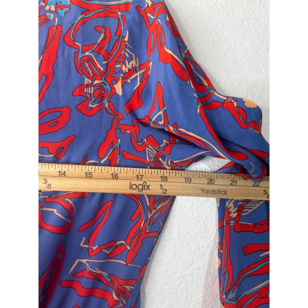 DVF Diane von Furstenberg Elsden Silk Mini Dress Size 8 Abstract Blue Red Floral - Picture 9 of 12